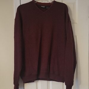 Ping Deep Red V-Neck Sweater. Medium. Red Wine Color